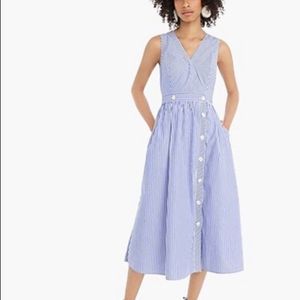 NWT J. Crew Sleeveless shirtdress in striped cotton poplin midi sz 18